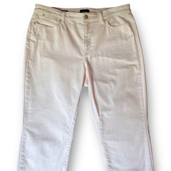 Talbots Womens Curvy Slim Ankle Jeans Sz 14P 14 Petite Pale Pink Stretch Denim - Picture 4 of 9